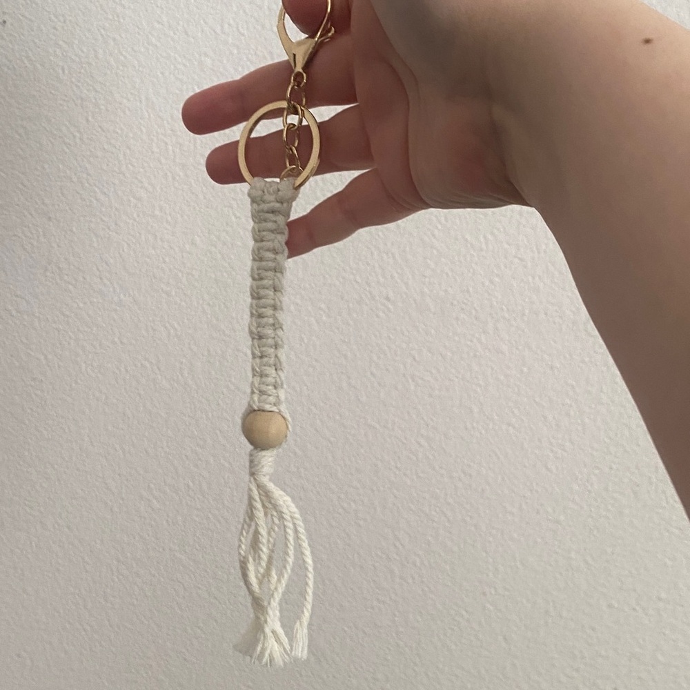 Handcrafted Cream Macramé Keychain